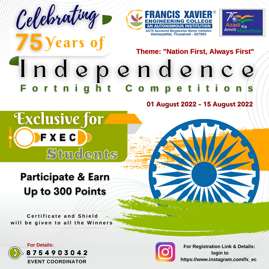 75 years of Independence fort night competitions - Francis Xavier Engineering College,